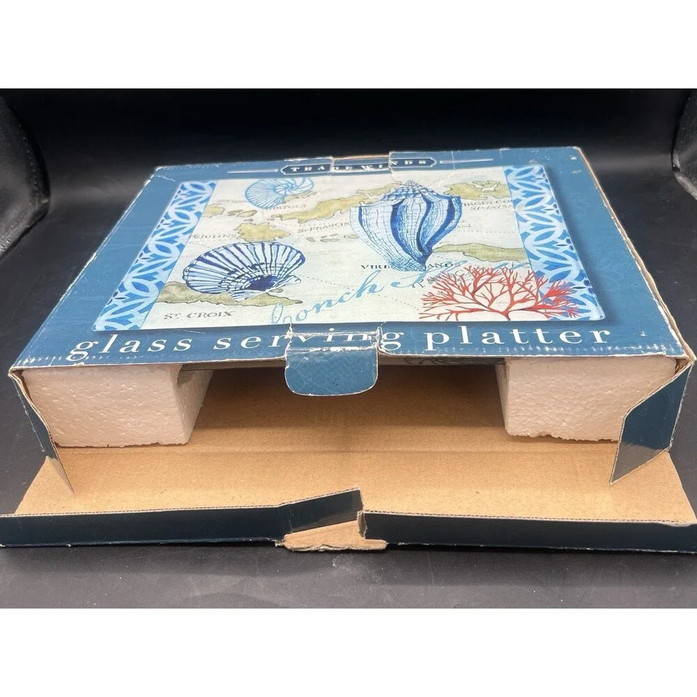 Certified International Trade Winds Glass Serving Platter Jennifer Brinley NIB
